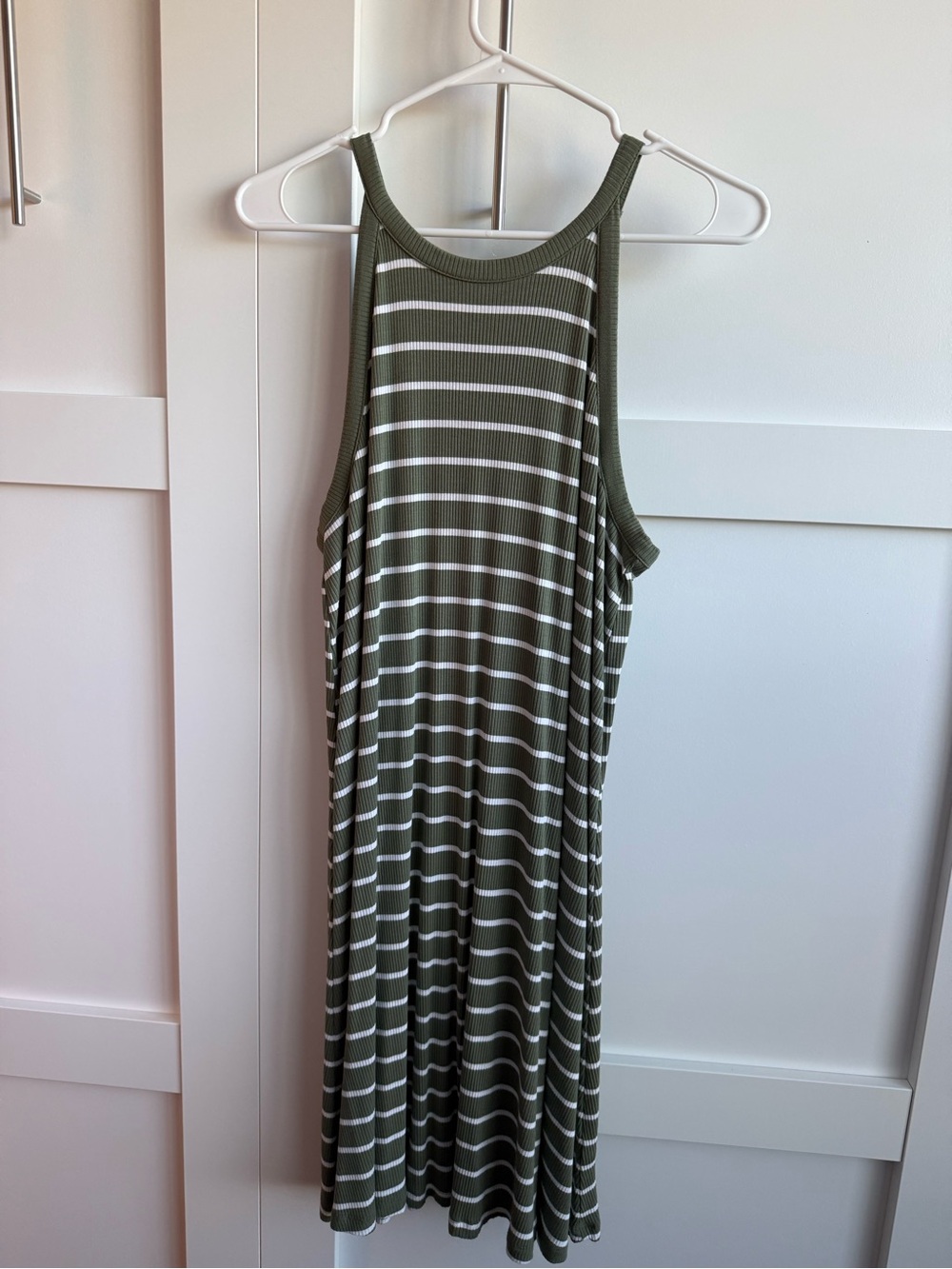 Old Navy - Striped Olive & White Tank Dress - size L